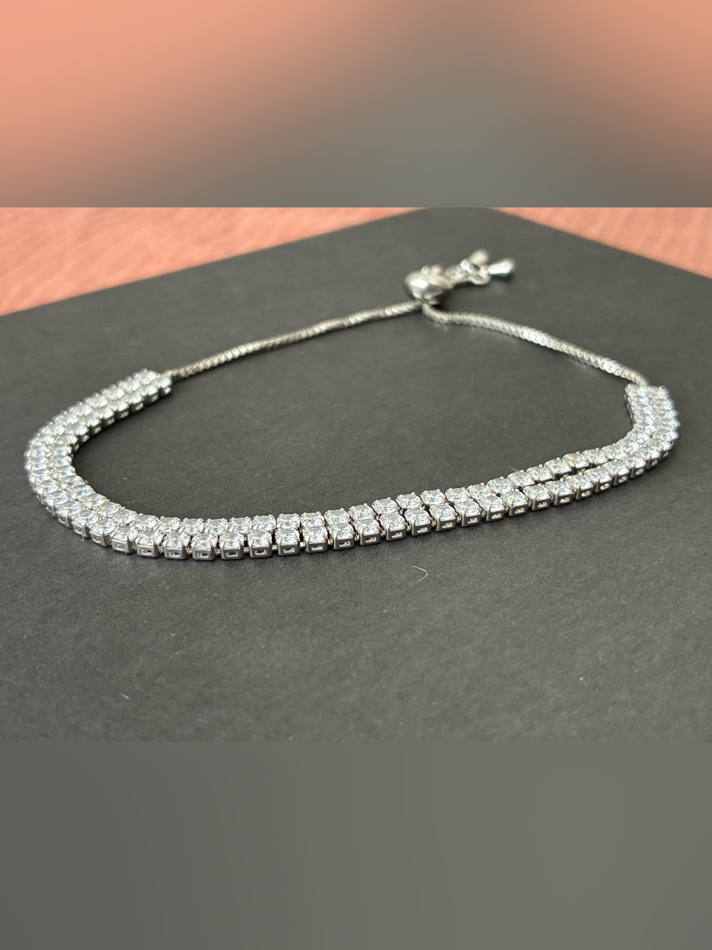 Silver tone adjustable bracelet